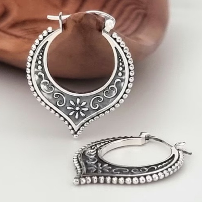 Ethnic Modern Fashion - Винтажные серьги-кольца ручной работы в этническом