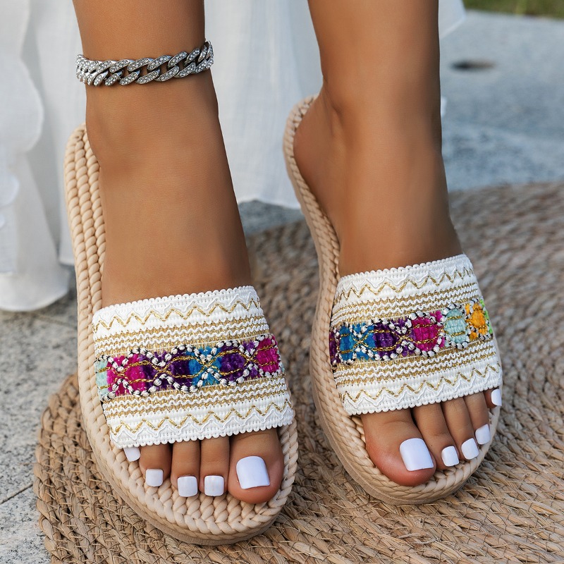 Ethnic Modern Fashion - Женские уличные шлепанцы-слайды на плоской подошве,